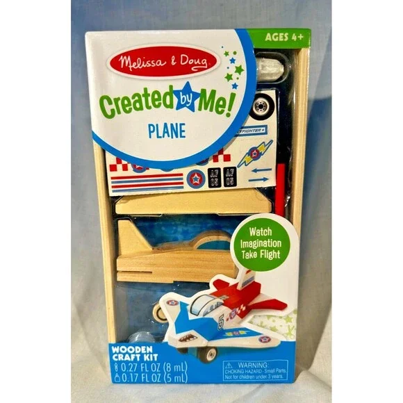 NEW Melissa & Doug Created by Me! Plane 9518 Wooden Craft Kit w Stickers & Paint - Picture 1 of 6